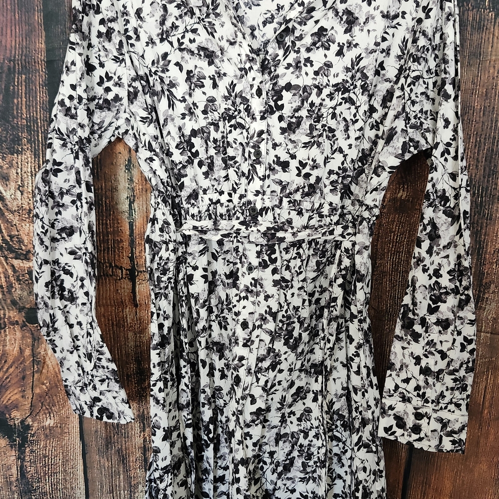Floral Black and White Women's Dress